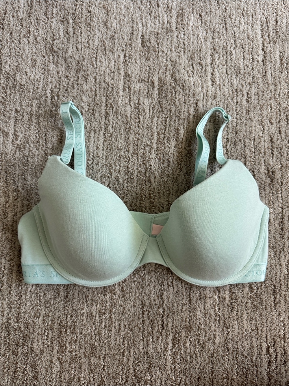 Victoria’s Secret Cotton Lightly Lined Demi T-shirt Bra 34 D Yacht Blue Like New